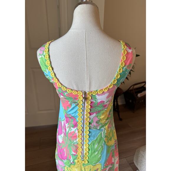 Lilly Pulitzer DELIA Shift Dress SHORELY BLUE Big Flirt Pink Green Blue 00 READ - Picture 16 of 16